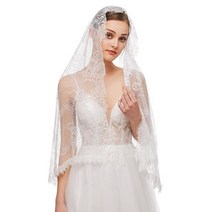 미사포 천주교미사보 천주교 성물 레이스 베일 여성을위한 아름다운 꽃 디자인 헤드 취재 카톨릭 교회 Chap, 01 off white