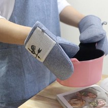 루스터 주방장갑 오븐장갑, 레드 자수, 1개