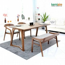 케미에르 티크로 4인 원목식탁SET(벤치형) KHD-493B, 네이비