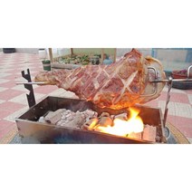 통돼지바베큐 회전 바비큐 통닭 구이 대형 숯불 기계, 통구이 기계(나무 손잡이) 50x20, 1개