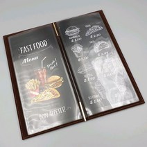 을지메뉴 M사이즈 고급 메뉴판 예쁜6종컬러 메뉴판제작 메뉴판디자인 카페 식당 호텔 업소용 카페 테이블 미용실 메뉴판, 브라운M(커버)