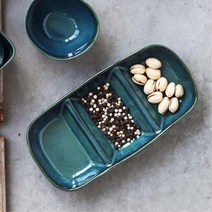 3칸나눔접시 횟집 소스접시 가게종지그릇 2p 신혼선물, 블루