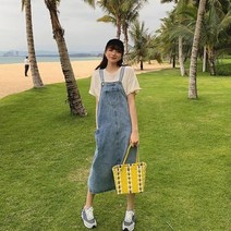 셀럽하우스 러블리 멜빵 데님 롱 원피스 데일리 오버롤 새내기룩