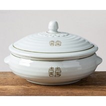 여주도자기 희고백자 찜기 뚜껑 있는 전통 죽그릇 탕기 한식기, 희고백자찜기 소(뚜꺼+하부)
