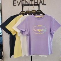 신디키즈 23년 여름신상품!! 오로라 같은 오묘한 색상의 심플한 레터링으로 포인트를 살린 반바지 청바지에 잘 어울리는~~ 오로라 레터링 반팔티 CIRA23309-7954