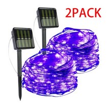 LED 태양광 충전 램프 빛 야외 방수 요정 조명 크리스마스 파티 정원 장식 7/12/22/32 M, 2PCS Purple, 32M 300LED