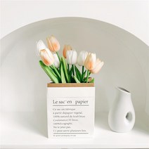 디오늘 감성 조화 튤립9p+박스 세트, 베이비 핑크+화이트