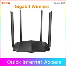 와이파이 네트워크 네트워킹 Tenda ac8 기가비트 라우터 광섬유 ipv6 AC1200 듀얼 무선 전체 5g MU-MIMO 타이밍, [02] Add Eu Plug, [01] Black