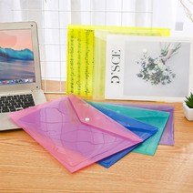 컬러 투명 똑딱이 단추 방수 A4 파일 케이스 레포트 서류 계약서 문서 파일 보관함 색상랜덤