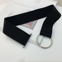 여성가죽벨트 원피스여성벨트 패션벨트 용 블랙 심플 허리 탄성 용 밴드 라운드 버클 장식 코트 스웨터 드레스 쌀 흰색