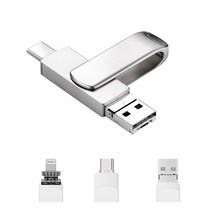 Kcwen 핸드폰 외장메모리 OTG 아이폰 USB 메모리 3in1, 64GB