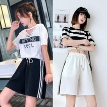 애미꾸미사이드 라인 컬러 트렌디 캐주얼 반바지
