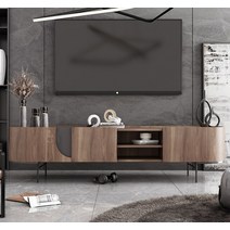 TV거실장 장식장 수납장 다이 거실용 호두 나무 TV 테이블 캐비닛 럭셔리 모던 스탠드 지하실 레저 시설 가구 블랙, 1.2000 400 425 mm