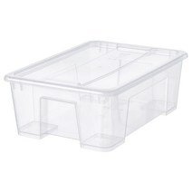 이케아 SAMLA 삼라 수납함+뚜껑 투명 39x28x14 cm/11 L/수납함/정리함, 선택완료, 투명_101.809.39_set