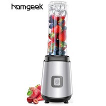 미니블렌더 텀블러믹서기 미니쥬서기 스무디믹서기 Homgeek 휴대용 전기 쥬서 블렌더 쉐이크 및 스무디용, 01 type B 1 bottle_01 EU 플러그