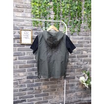 퐁당 / 별 자수 바람막이 후드 야상 조끼