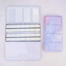 컬러 빈 팔레트 케이스 통 상자 24 개의 하프 팬이 있는 페인트 보관 철 수채화 물감 그림 미술 용품, Style 22 as shown