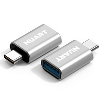 누아트 고출력 C타입-USB 3.0 PD/QC 변환 OTG 젠더, 실버, 2개