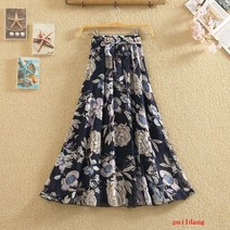 꽃 형 꽃 무늬 드레스 여름 높은 허리 느슨한 단어 치마 스커트 여성 여름 긴 치마