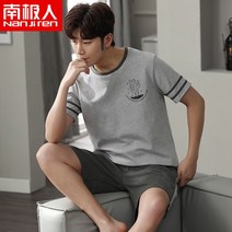 반팔반바지세트 남극인 100 순면 코튼 여름 남성 청소년 캐쥬얼 심플 얇은 4997699471