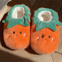 귀여운 3D 뚱뚱한 신발 개구리 가지 당근 디자인 부드러운 층간소음 방지 슬리퍼 실내화 사무실 거실 실내 털 보온 겨울 여름 거실화 커스텀 기능성, E.토마토 + 240-245
