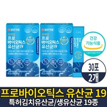 프로바이오틱스 유산균 19 분말 가루 스틱 프로바이오스틱 특허 김치유산균 19종 생유산균, 2박스, 30포