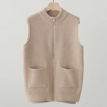 제니트 여성용 자크 포켓 집업 니트 베스트 j337