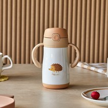 모던하우스 마이포레스트 원터치 양손 빨대보온병300ml 고슴도치 KI0522016, 단품