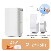 Niimbot-D101 D11 D110 미니 열전사 라벨 스티커 프린터 잉크리스 휴대용 포켓 메이커 12-15mm 휴대폰 기계용, 10 D101 with 2 W paper