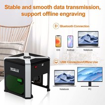 CNC조각기 공작기계 목재CNC가공 Wainlux 레이저 조각사 K6 3000mw CNC Bluetoot 미니 기계 DIY 로고 마크, 03 미국_01 Bluetooth