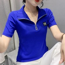 빌리즈빈 여름 여성 집업 반팔 스판 칼라별 티셔츠 B228