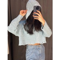 얼반아웃피터스 여성 로드 디스트레스트 후드 크롭 집업 가디건 2색 택1