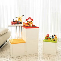 장난감 정리함 레고 듀플로 폴딩 보관함 레고판 리빙박스, 옐로우, 1개