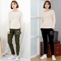 [스타일샵간지] 허리끈 미키 자수 [스판] 배기팬츠