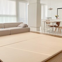 쁘띠메종 2단 폴더 거실매트 테라조 210X140X4cm, 테라조베이지X웜그레이