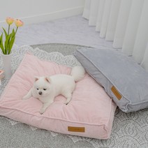 퍼플펫 사각방석 고양이 마약방석 강아지 도넛방석 애완동물하우스 구름꽃 파워쿠션 극세사, 핑크