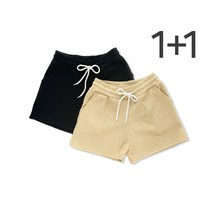 1+1 파스텔 와플 밴딩 3부 여성 반바지 2종세트 6color