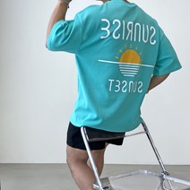빠델 썬셋 프린팅 오버핏 반팔티셔츠