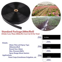 분무기호스 100m5m 34quot Φ20mm 얇은 부드러운 스프레이 테이프 농장 작물 마이크로 관개 호스 스프레이 드립 테이프 야채 급수 플렉스 물 튜브 라인, 100미터(330피트), 2홀 테이프