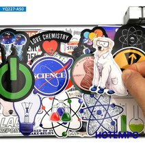 실험실 소모품 50pcs 실험실 과학 기호 요소 공식 노트북 자동차 스티커 편지지 수하물, 한개옵션1, 한개옵션0
