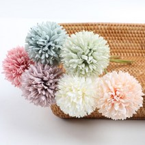 퐁퐁 폼폼 국화 조화 인테리어 소품용, 핑크