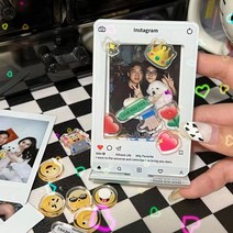 선물하기 좋은 3인치 인스타감성 EMOJI 투명아크릴 액자 프레임 원플러스원, 핑크