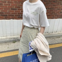 코지23 / 여자 여름 파스텔톤 데이트 20대 체크 슬릿 롱스커트