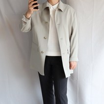 바쏘옴므 24SS 경량 베이지 새미 오버핏 하프기장 싱글 트렌치코트 WSY5CC12