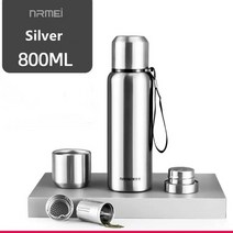 플라스크 휴대용 술병 60010001500ml 스테인레스 스틸 진공 야외 절연 물병 텀블러 자동차 보온병 커피 컵 로프 필터, 800ML 실버, 800ml, 1개