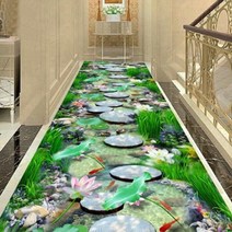 3d 카페트 입체 착시 트릭아트 복도 통로 속임수 싱크홀 카펫 발 매트 미끄럼 방지, 폭 60cm 길이 1m, 레이크 블루