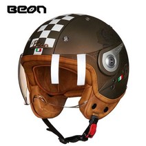 전기 스쿠터 바이크 오토바이 헬멧 오픈 페이스 빈티지 Casco ECE 인증 소두핏, G matt brown white