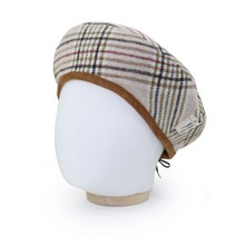 베이직엠 여성 겨울 빵모자 베레모 격자체크 블랙리본