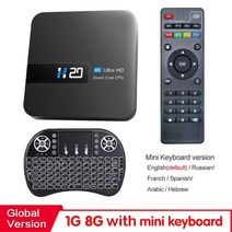 셋탑박스 셋톱박스 글로벌 버전 H20 안드로이드 TV 박스 울트라 HD 10.0 2GB 16GB 와이파이 구글 플, 08 1gb 8gb Keyboard_03 영국 플러그
