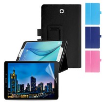 이스카이 (보호필름 포함) 삼성 갤럭시탭 S3 9.7 태블릿 가죽 북커버 케이스 세트 SM-T820/T825, 가죽_블랙(+보호필름1매)